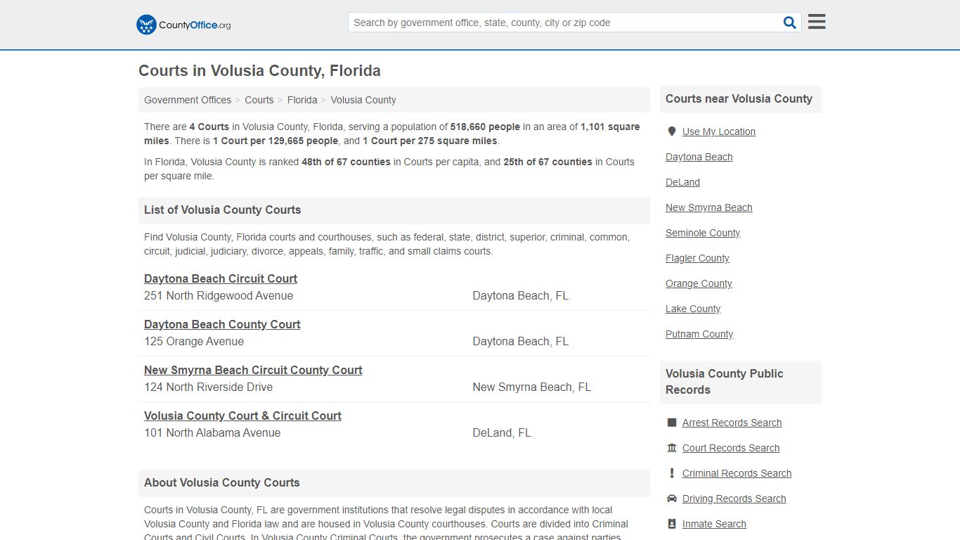 Courts - Volusia County, FL (Court Records & Calendars)